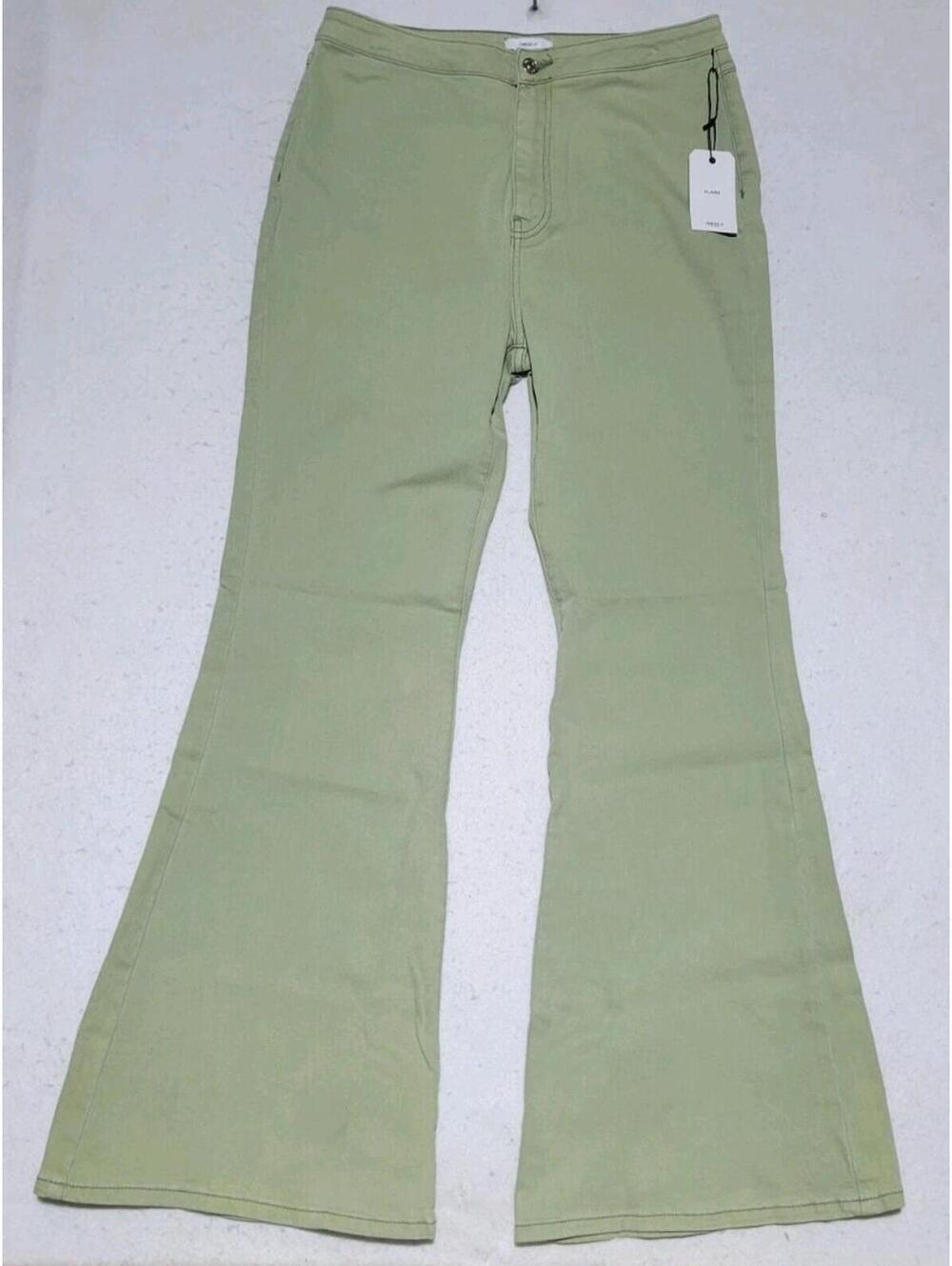 Forever 21 High Rise Slim Fit Flare Leg Green Jeans Size 12 NWT